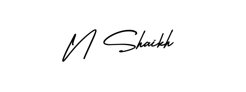 if you are searching for the best signature style for your name N Shaikh. so please give up your signature search. here we have designed multiple signature styles  using AmerikaSignatureDemo-Regular. N Shaikh signature style 3 images and pictures png