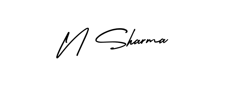 The best way (AmerikaSignatureDemo-Regular) to make a short signature is to pick only two or three words in your name. The name N Sharma include a total of six letters. For converting this name. N Sharma signature style 3 images and pictures png