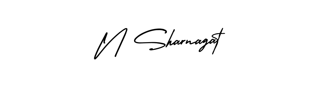 The best way (AmerikaSignatureDemo-Regular) to make a short signature is to pick only two or three words in your name. The name N Sharnagat include a total of six letters. For converting this name. N Sharnagat signature style 3 images and pictures png