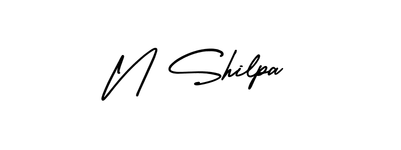 N Shilpa stylish signature style. Best Handwritten Sign (AmerikaSignatureDemo-Regular) for my name. Handwritten Signature Collection Ideas for my name N Shilpa. N Shilpa signature style 3 images and pictures png