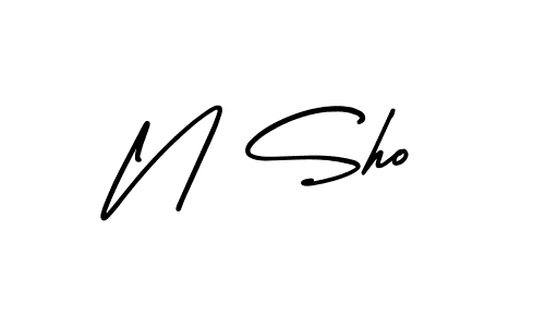 How to make N Sho name signature. Use AmerikaSignatureDemo-Regular style for creating short signs online. This is the latest handwritten sign. N Sho signature style 3 images and pictures png