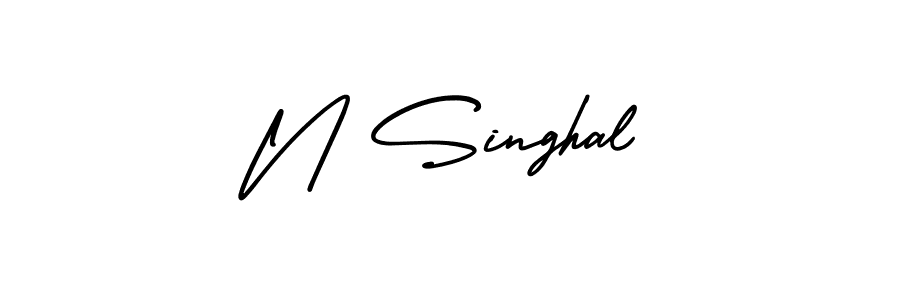 How to make N Singhal name signature. Use AmerikaSignatureDemo-Regular style for creating short signs online. This is the latest handwritten sign. N Singhal signature style 3 images and pictures png