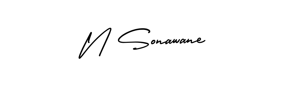 How to make N Sonawane name signature. Use AmerikaSignatureDemo-Regular style for creating short signs online. This is the latest handwritten sign. N Sonawane signature style 3 images and pictures png