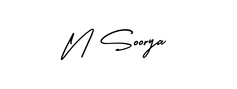 You should practise on your own different ways (AmerikaSignatureDemo-Regular) to write your name (N Soorya) in signature. don't let someone else do it for you. N Soorya signature style 3 images and pictures png