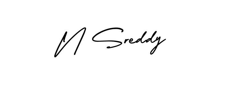 You should practise on your own different ways (AmerikaSignatureDemo-Regular) to write your name (N Sreddy) in signature. don't let someone else do it for you. N Sreddy signature style 3 images and pictures png