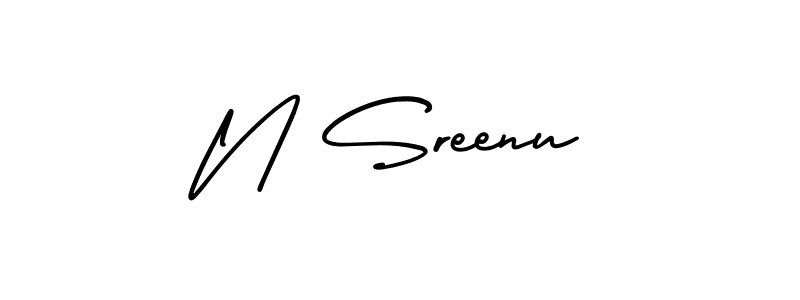 The best way (AmerikaSignatureDemo-Regular) to make a short signature is to pick only two or three words in your name. The name N Sreenu include a total of six letters. For converting this name. N Sreenu signature style 3 images and pictures png