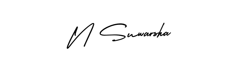 The best way (AmerikaSignatureDemo-Regular) to make a short signature is to pick only two or three words in your name. The name N Suwarsha include a total of six letters. For converting this name. N Suwarsha signature style 3 images and pictures png