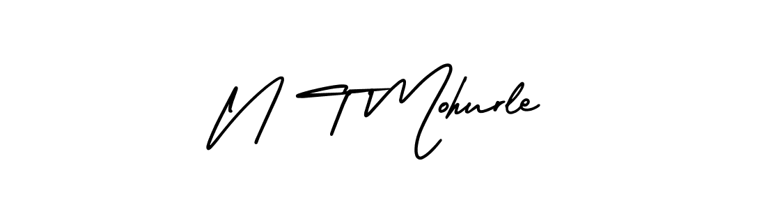 You should practise on your own different ways (AmerikaSignatureDemo-Regular) to write your name (N T Mohurle) in signature. don't let someone else do it for you. N T Mohurle signature style 3 images and pictures png