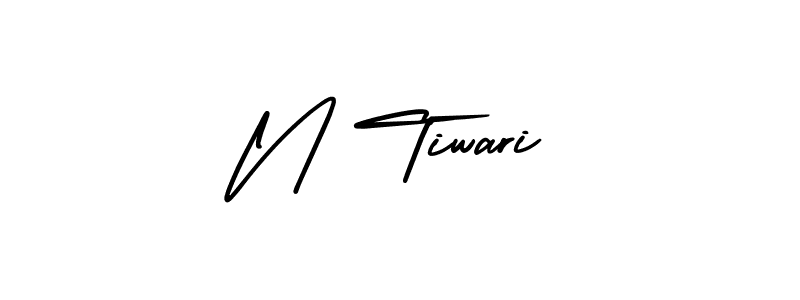 The best way (AmerikaSignatureDemo-Regular) to make a short signature is to pick only two or three words in your name. The name N Tiwari include a total of six letters. For converting this name. N Tiwari signature style 3 images and pictures png