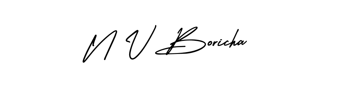 How to make N V Boricha name signature. Use AmerikaSignatureDemo-Regular style for creating short signs online. This is the latest handwritten sign. N V Boricha signature style 3 images and pictures png