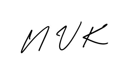 The best way (AmerikaSignatureDemo-Regular) to make a short signature is to pick only two or three words in your name. The name N V K include a total of six letters. For converting this name. N V K signature style 3 images and pictures png