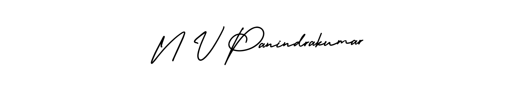 Make a beautiful signature design for name N V Panindrakumar. With this signature (AmerikaSignatureDemo-Regular) style, you can create a handwritten signature for free. N V Panindrakumar signature style 3 images and pictures png