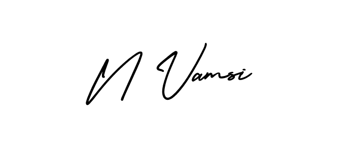 The best way (AmerikaSignatureDemo-Regular) to make a short signature is to pick only two or three words in your name. The name N Vamsi include a total of six letters. For converting this name. N Vamsi signature style 3 images and pictures png