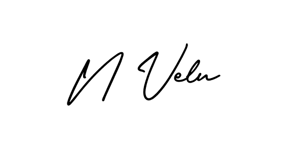 Make a beautiful signature design for name N Velu. With this signature (AmerikaSignatureDemo-Regular) style, you can create a handwritten signature for free. N Velu signature style 3 images and pictures png