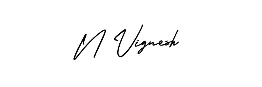 How to make N Vignesh name signature. Use AmerikaSignatureDemo-Regular style for creating short signs online. This is the latest handwritten sign. N Vignesh signature style 3 images and pictures png