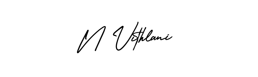 The best way (AmerikaSignatureDemo-Regular) to make a short signature is to pick only two or three words in your name. The name N Vithlani include a total of six letters. For converting this name. N Vithlani signature style 3 images and pictures png