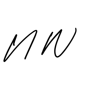 You should practise on your own different ways (AmerikaSignatureDemo-Regular) to write your name (N W) in signature. don't let someone else do it for you. N W signature style 3 images and pictures png