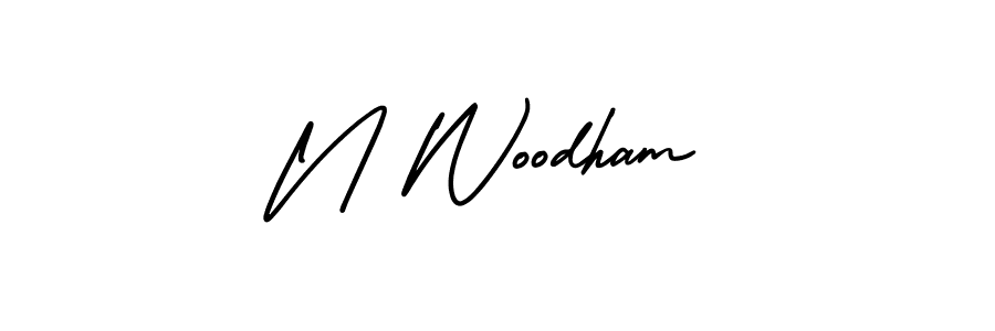 This is the best signature style for the N Woodham name. Also you like these signature font (AmerikaSignatureDemo-Regular). Mix name signature. N Woodham signature style 3 images and pictures png