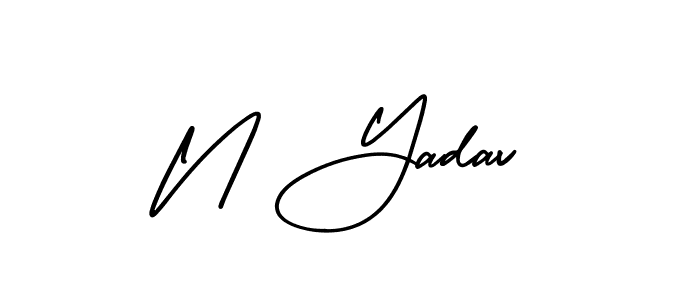 This is the best signature style for the N Yadav name. Also you like these signature font (AmerikaSignatureDemo-Regular). Mix name signature. N Yadav signature style 3 images and pictures png