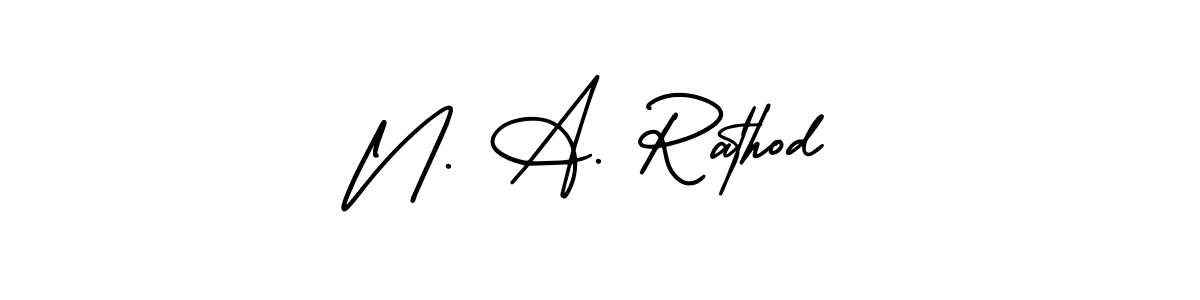 The best way (AmerikaSignatureDemo-Regular) to make a short signature is to pick only two or three words in your name. The name N. A. Rathod include a total of six letters. For converting this name. N. A. Rathod signature style 3 images and pictures png