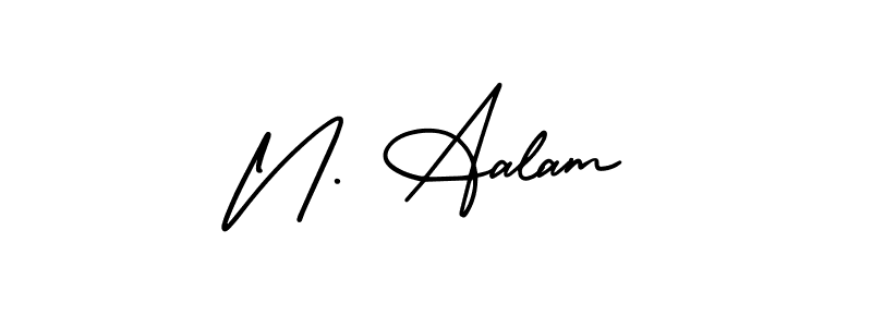 You should practise on your own different ways (AmerikaSignatureDemo-Regular) to write your name (N. Aalam) in signature. don't let someone else do it for you. N. Aalam signature style 3 images and pictures png