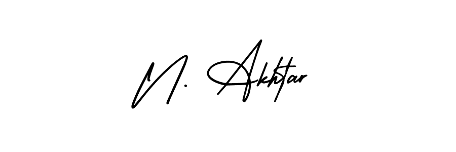 This is the best signature style for the N. Akhtar name. Also you like these signature font (AmerikaSignatureDemo-Regular). Mix name signature. N. Akhtar signature style 3 images and pictures png