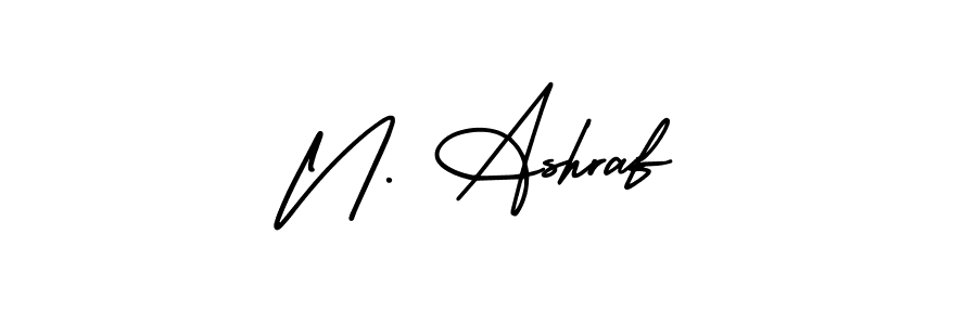 This is the best signature style for the N. Ashraf name. Also you like these signature font (AmerikaSignatureDemo-Regular). Mix name signature. N. Ashraf signature style 3 images and pictures png