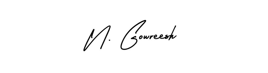 This is the best signature style for the N. Gowreesh name. Also you like these signature font (AmerikaSignatureDemo-Regular). Mix name signature. N. Gowreesh signature style 3 images and pictures png