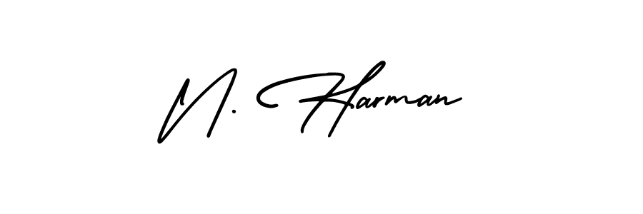 How to Draw N. Harman signature style? AmerikaSignatureDemo-Regular is a latest design signature styles for name N. Harman. N. Harman signature style 3 images and pictures png
