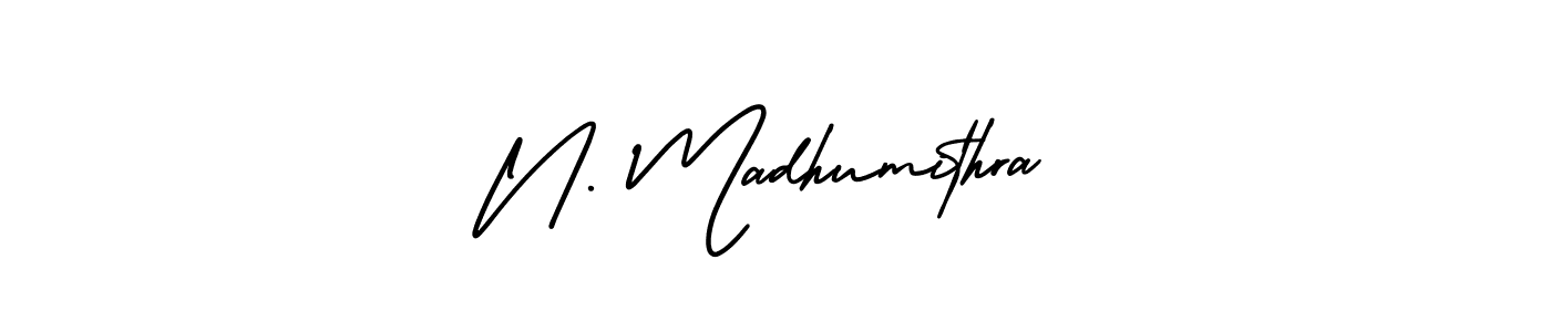 This is the best signature style for the N. Madhumithra name. Also you like these signature font (AmerikaSignatureDemo-Regular). Mix name signature. N. Madhumithra signature style 3 images and pictures png