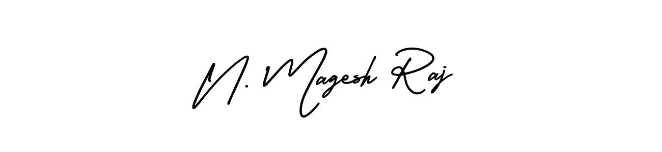 The best way (AmerikaSignatureDemo-Regular) to make a short signature is to pick only two or three words in your name. The name N. Magesh Raj include a total of six letters. For converting this name. N. Magesh Raj signature style 3 images and pictures png