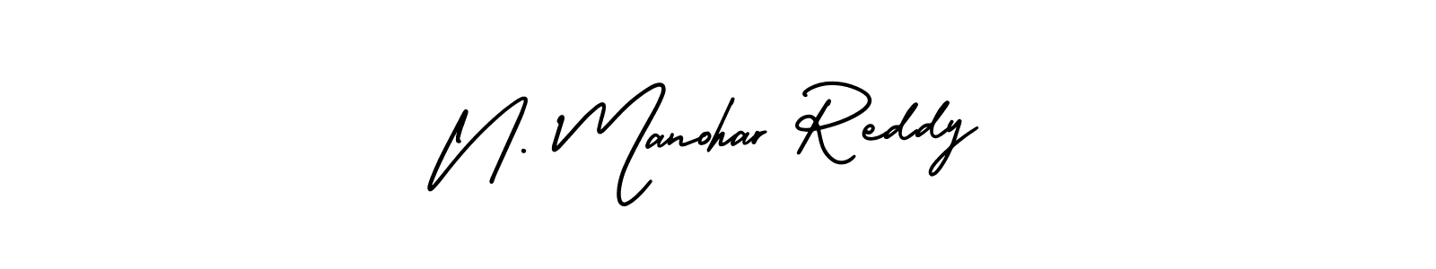 The best way (AmerikaSignatureDemo-Regular) to make a short signature is to pick only two or three words in your name. The name N. Manohar Reddy include a total of six letters. For converting this name. N. Manohar Reddy signature style 3 images and pictures png