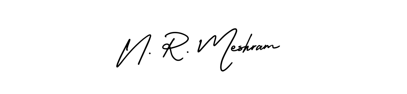 This is the best signature style for the N. R. Meshram name. Also you like these signature font (AmerikaSignatureDemo-Regular). Mix name signature. N. R. Meshram signature style 3 images and pictures png