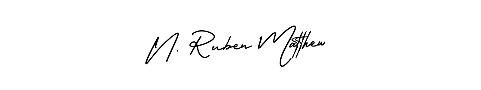 Use a signature maker to create a handwritten signature online. With this signature software, you can design (AmerikaSignatureDemo-Regular) your own signature for name N. Ruben Matthew. N. Ruben Matthew signature style 3 images and pictures png