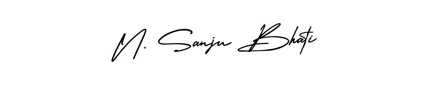 You should practise on your own different ways (AmerikaSignatureDemo-Regular) to write your name (N. Sanju Bhati) in signature. don't let someone else do it for you. N. Sanju Bhati signature style 3 images and pictures png