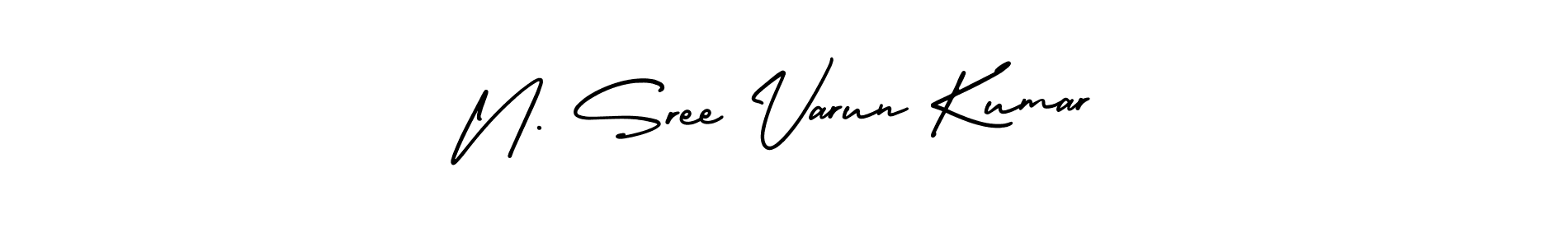 You should practise on your own different ways (AmerikaSignatureDemo-Regular) to write your name (N. Sree Varun Kumar) in signature. don't let someone else do it for you. N. Sree Varun Kumar signature style 3 images and pictures png