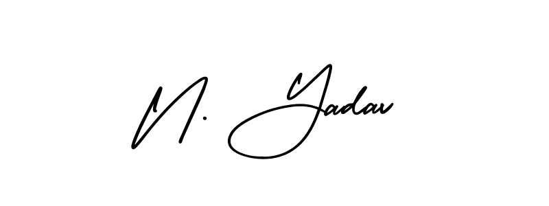 The best way (AmerikaSignatureDemo-Regular) to make a short signature is to pick only two or three words in your name. The name N. Yadav include a total of six letters. For converting this name. N. Yadav signature style 3 images and pictures png