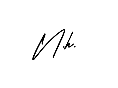 How to make N.h. name signature. Use AmerikaSignatureDemo-Regular style for creating short signs online. This is the latest handwritten sign. N.h. signature style 3 images and pictures png