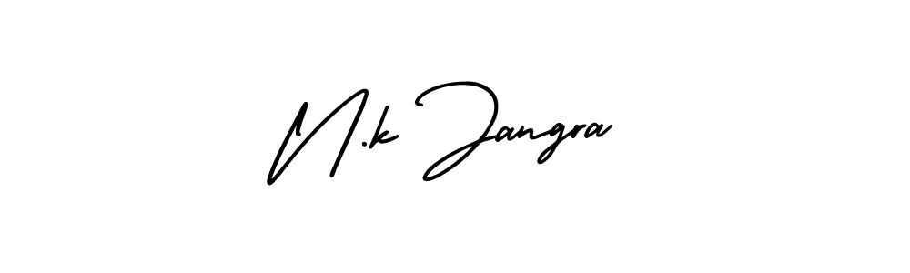 Use a signature maker to create a handwritten signature online. With this signature software, you can design (AmerikaSignatureDemo-Regular) your own signature for name N.k Jangra. N.k Jangra signature style 3 images and pictures png