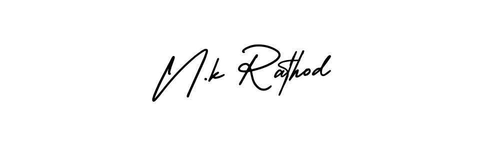 Use a signature maker to create a handwritten signature online. With this signature software, you can design (AmerikaSignatureDemo-Regular) your own signature for name N.k Rathod. N.k Rathod signature style 3 images and pictures png