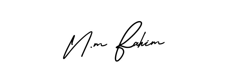 How to make N.m Fahim name signature. Use AmerikaSignatureDemo-Regular style for creating short signs online. This is the latest handwritten sign. N.m Fahim signature style 3 images and pictures png