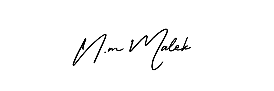 Use a signature maker to create a handwritten signature online. With this signature software, you can design (AmerikaSignatureDemo-Regular) your own signature for name N.m Malek. N.m Malek signature style 3 images and pictures png