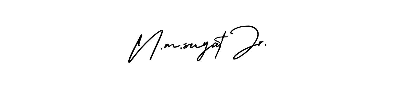 Create a beautiful signature design for name N.m.suyat Jr.. With this signature (AmerikaSignatureDemo-Regular) fonts, you can make a handwritten signature for free. N.m.suyat Jr. signature style 3 images and pictures png