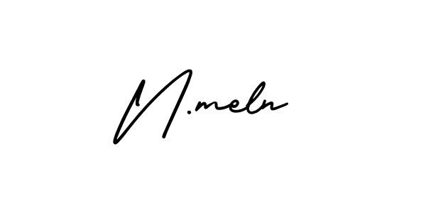 How to make N.meln name signature. Use AmerikaSignatureDemo-Regular style for creating short signs online. This is the latest handwritten sign. N.meln signature style 3 images and pictures png