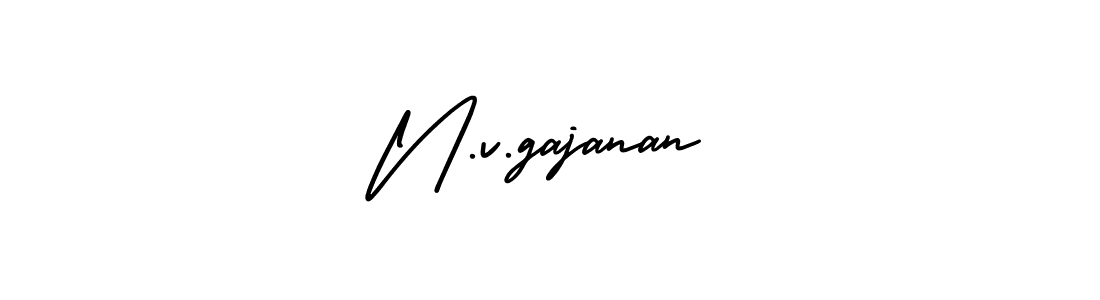 The best way (AmerikaSignatureDemo-Regular) to make a short signature is to pick only two or three words in your name. The name N.v.gajanan include a total of six letters. For converting this name. N.v.gajanan signature style 3 images and pictures png