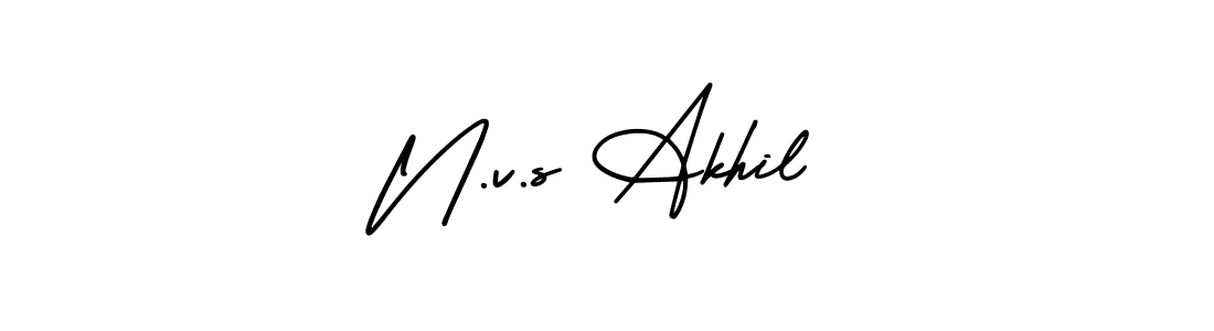 Use a signature maker to create a handwritten signature online. With this signature software, you can design (AmerikaSignatureDemo-Regular) your own signature for name N.v.s Akhil. N.v.s Akhil signature style 3 images and pictures png