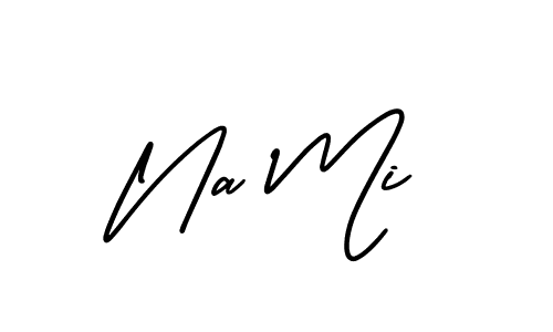 if you are searching for the best signature style for your name Na Mi. so please give up your signature search. here we have designed multiple signature styles  using AmerikaSignatureDemo-Regular. Na Mi signature style 3 images and pictures png