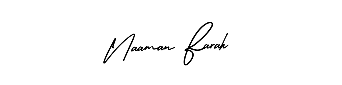 You should practise on your own different ways (AmerikaSignatureDemo-Regular) to write your name (Naaman Farah) in signature. don't let someone else do it for you. Naaman Farah signature style 3 images and pictures png