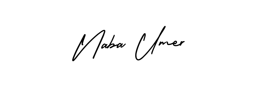 You should practise on your own different ways (AmerikaSignatureDemo-Regular) to write your name (Naba Umer) in signature. don't let someone else do it for you. Naba Umer signature style 3 images and pictures png