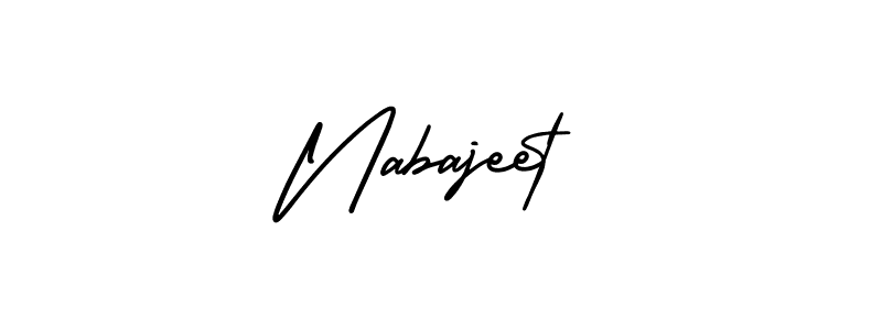 You should practise on your own different ways (AmerikaSignatureDemo-Regular) to write your name (Nabajeet) in signature. don't let someone else do it for you. Nabajeet signature style 3 images and pictures png